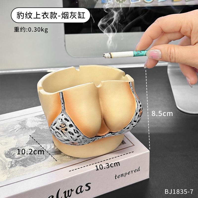 Cartoon Ashtray Sexy Leopard Print Bikini Cigar Ashtray Naked Woman Desktop Storage Container Smoking Accessories