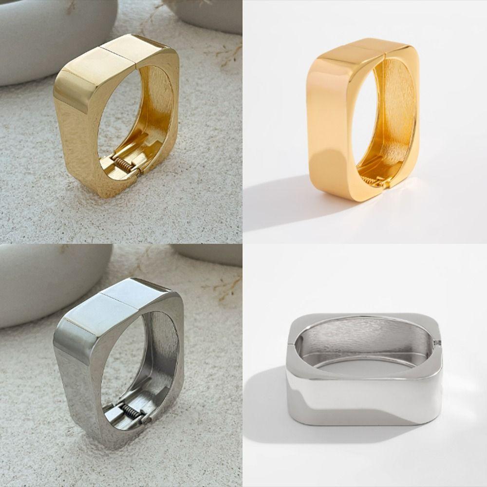 Модные металлические браслеты простые квадратные ручные цепочки золотые геометрические браслеты-манжеты весна