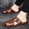 Модные Шлепанцы Ручной Работы Со Стежками Стильные Мужские Сандалии Нескользящие Противоударные На Пальцы Полуботинки Открытые Мужские Пляжные Плоские Повседневные Сандалии