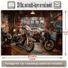 2D Vintage Motorcycle Garage Backdrop Banner - Biker Party Photo Background