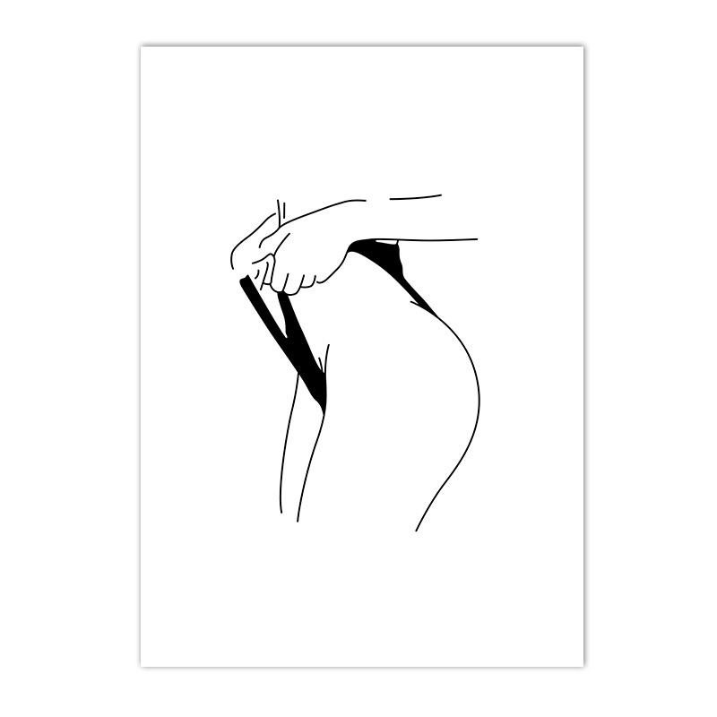 Wall Art Poster Naked Body Minimalist Sexy Woman Line Draw Art Print Black And White Canvas Painting Nordic Pictures Home Decor