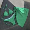 3 Pieces Bikini Set Push Up Bikini Set Sexy Swimsuit For Women Swimwear Female Bathing Suit Biquini Solid Sarong Beachwear