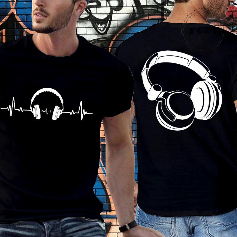 Music Dj Fashion T Shirt Men Women Headphone Music Lover Print Tshirt Short Sleeve Round Neck Men Casual Summer Fashion T-shirt