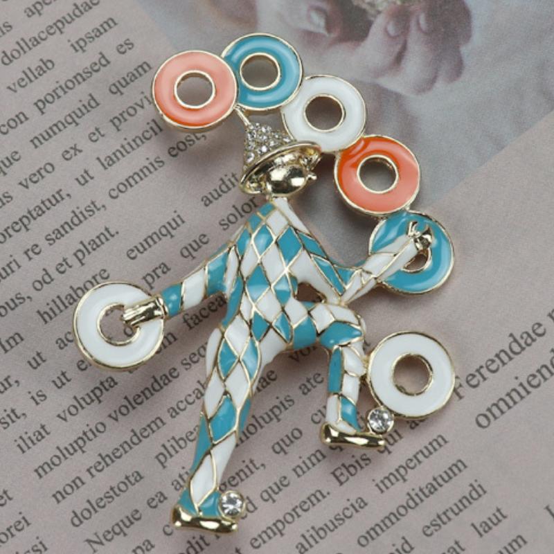 Blucome Alloy Enamel Pins Vintage Circus Clown Replica Brooch for Woman Man Suit Scarf Christmas Gifts