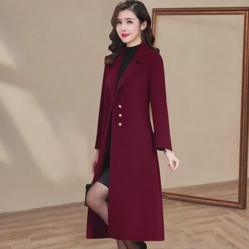 Stylish Anti-Aging Woolen Windbreaker Coat for Women, New Slim Fit Over-the-Knee Design for Fall & Winter