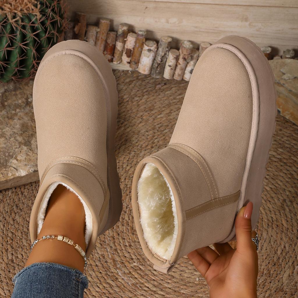 Мода 2025 Новые женские ботильоны Толстая плюшевая платформа Зимние ботинки Женские слипоны Утепленные пушистые туфли Сохраняют тепло Меховые хлопковые туфли Женские