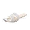 Slippers Women's Thick Heel Outer Wear Summer New Rhinestone Travel Crystal Middle Heel Sandals One-word Sandals