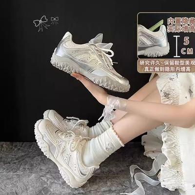 Универсальные туфли Forrest Gump Zhao Zhaoyi Тот же полумесяц балетки 2025 весна и лето досуг внутренняя высота увеличение шнуровка тренировочные туфли женские