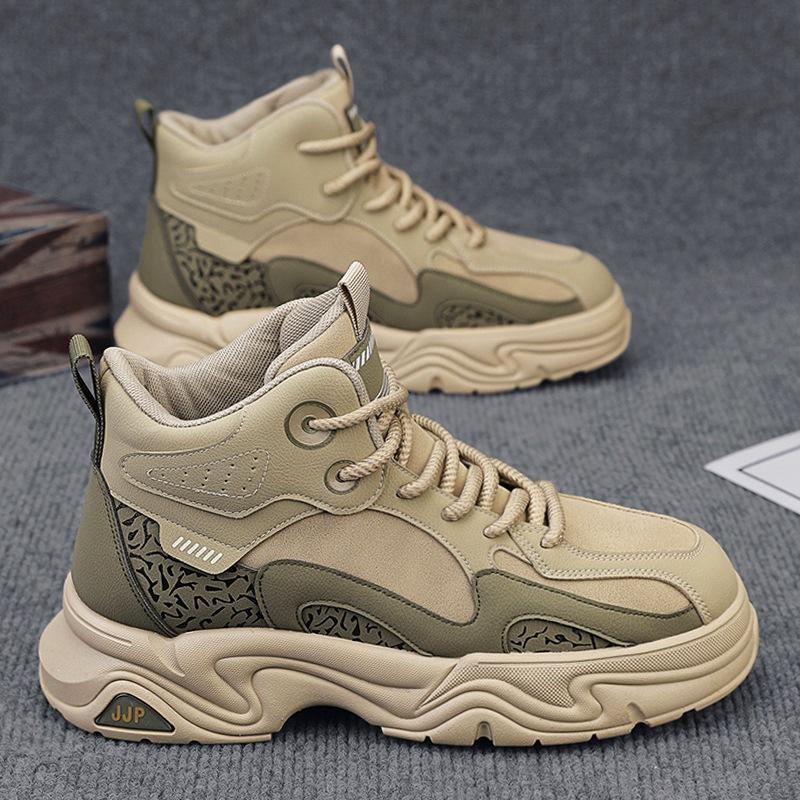 Мужские ботинки мартин 2024 осень и зима британский стиль высокие берцы не могут быть плохими, мужские повседневные ботинки большого желтого цвета на средней высоте, увеличивающие рост тоже