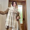 Versatile Wool Scarf for Women In Autumn and Winter Fashionable Gentle and Simple Fine Grid Scarf Warm Comfortable Elegant and High End Shawl