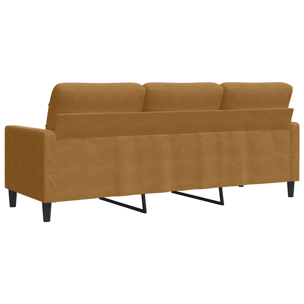 3 Seater Sofa Brown 180 cm Velvet