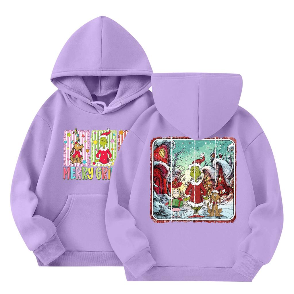 Детская мода Легкий пуловер с длинным рукавом с карманами Толстовка с принтом