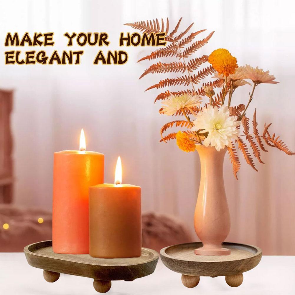 Restaurant Home Wooden Tray Round Elliptical Aromatherapy Ornament Tray Creative Wooden Tray Cake Dessert Plate