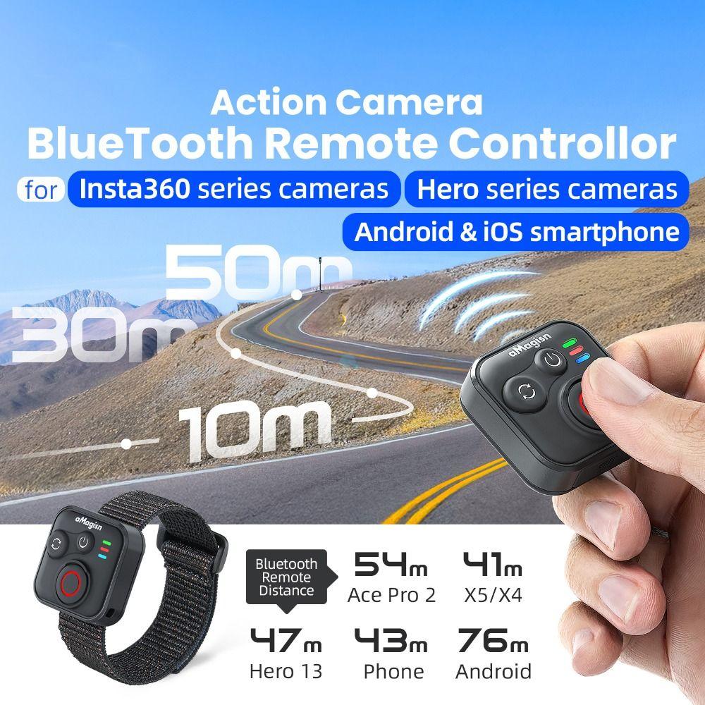 Bluetooth-пульт дистанционного управления 50M с ремешком на запястье Bluetooth-контроллер для Insta360 X5/X4/AcePro 2