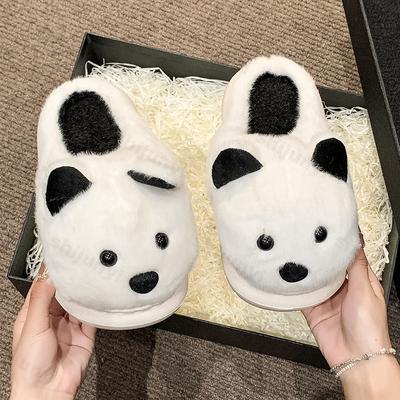 Женские зимние домашние тапочки с рисунком милой собаки, утолщенные плюшевые теплые хлопковые туфли, женские нескользящие теплые пушистые тапочки, домашние тапочки
