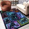Cyberpunk Panther Portraits Pattern Rug Floor Mat for Living Room or Bedroom Soft and Comfortable Carpet a Gift for Birthday and Holiday.