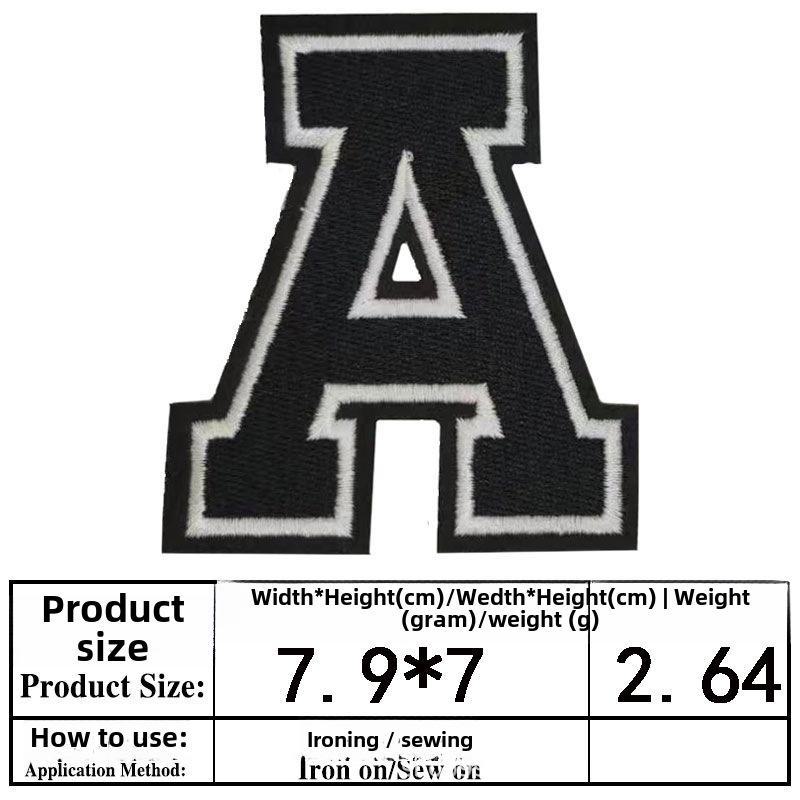 Полная вышивка алфавита и цифр на тканевой нашивке - большой значок из джерси