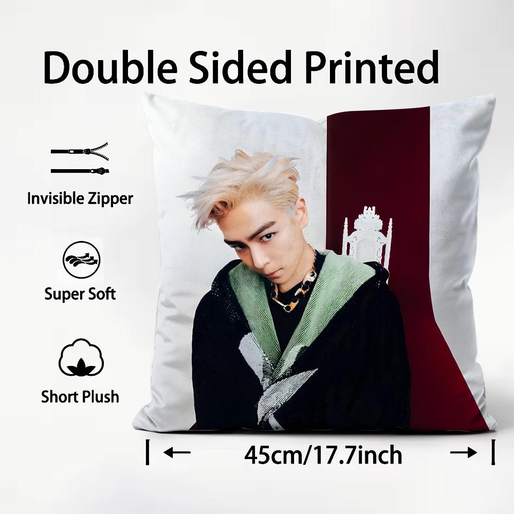 CChoi SeungG Hyun TTOP Cushion Cover Plush Fabric Soft DoubleSided Printed Sofa Warm Winter Home Child Gift Pillow Case