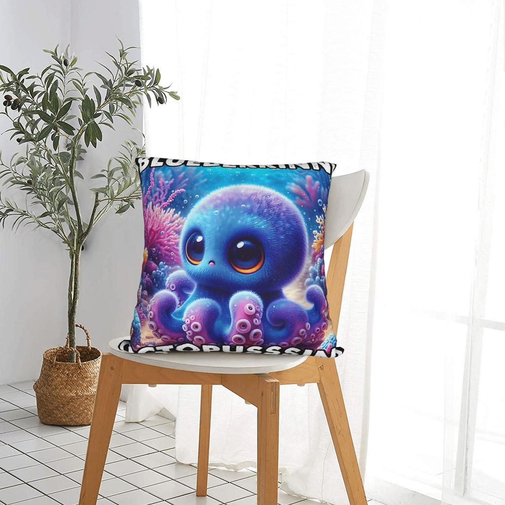 Blueberrinni Octopussini - Итальянские Подушки с Мемом 'Мозговая Гниль' Современная Наволочка Для Офиса Автомобиля Домашний Декор Мягкая Наволочка