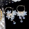 Korean Fashion Zircon White Flower Drop Earrings for Women Jewelry Trending New Sweet Women's Flowers Earrings