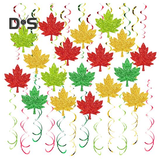 Осенние листья, подвесные завитки, украшения, День благодарения, кленовые листья, завитки, ленты, осенний урожай, подвесной потолок, украшения для дня рождения, принадлежности для вечеринки