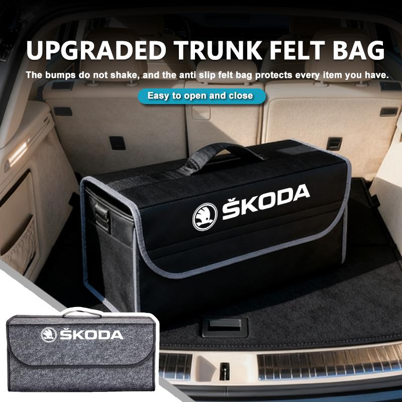 Auto Storage Box Car Trunk Organizer Folding Bag Tidying Accessories For Skoda Kodiaq Octavia 2 3 Rapid Karoq Fabia Kamiq Superb usbn43