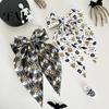 Bat Theme Hair Decoration Halloween Silky Satin Bows, Big Ribbon Bow Clips, Oversized Decorative Accessories for Long Tail Barrettes, Cute Women Girls