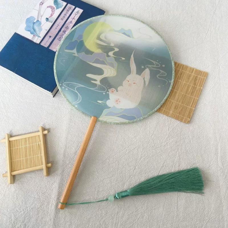 New Style Ancient-Style Semi-Transparent Round Fan for Dance, Hanfu Traditional Round Fan, Retro Classical Dance Chinese-Style Fan