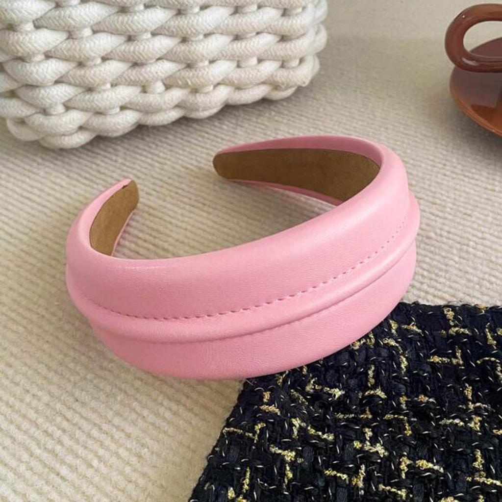 New Fashion Headband For Women Wide Side PU Leather Headwear Solid Color Casaul Hairband For Adult Hair Accessories