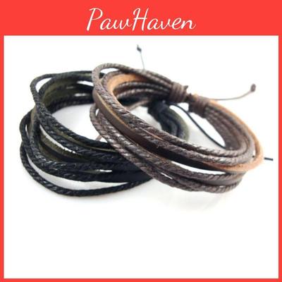 Модный плетеный многослойный кожаный браслет на запястье для пар Элегантный Прочный Идея для подарка