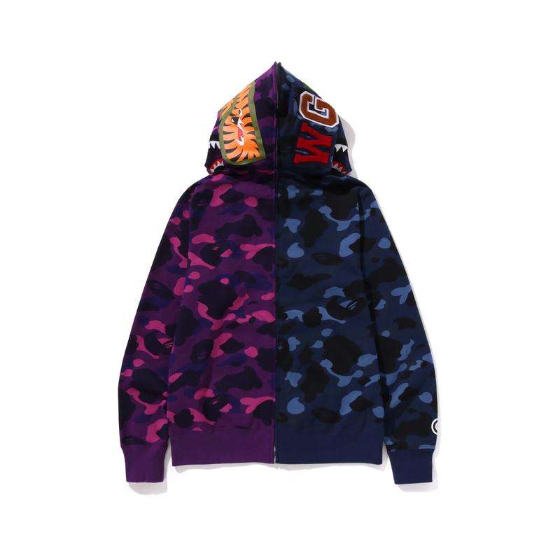 Толстовка на молнии с капюшоном Bape Color Camo 1/2 Shark 0ZXSWM115001N