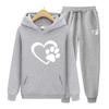 Спортивный костюм, комплект из 2 предметов, толстовки с длинными рукавами и следами медвежонка для мужчин и женщин, пуловер с капюшоном, толстовка с принтом сердца, верхняя куртка, пальто