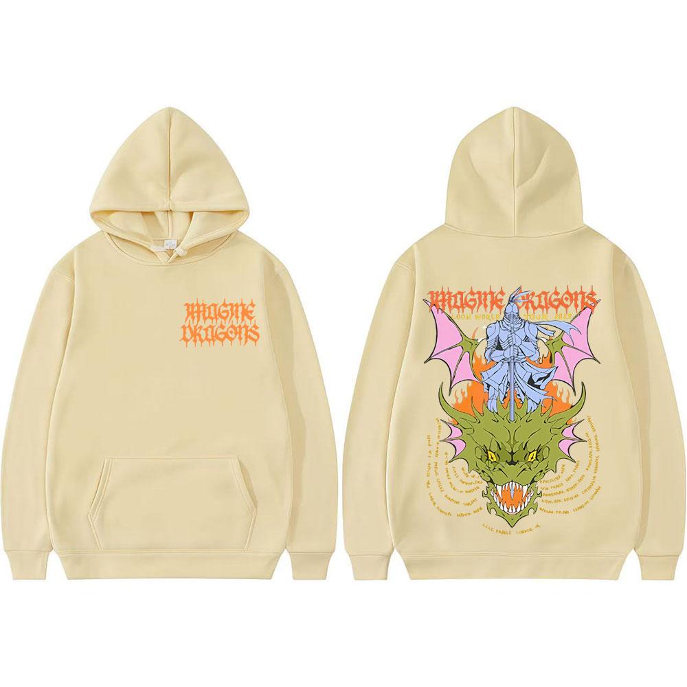 Imagine Dragons KNIGHT DRAGON Мировой Тур Худи с принтом Топы Мужские Женские Харадзюку Эстетика Хип-Хоп Топы Худи Комфорт Свитшоты