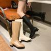 Autumn and Winter New Boots Beige Boots Pointed Middle Heel Knight Boots Temperament Women's Boots
