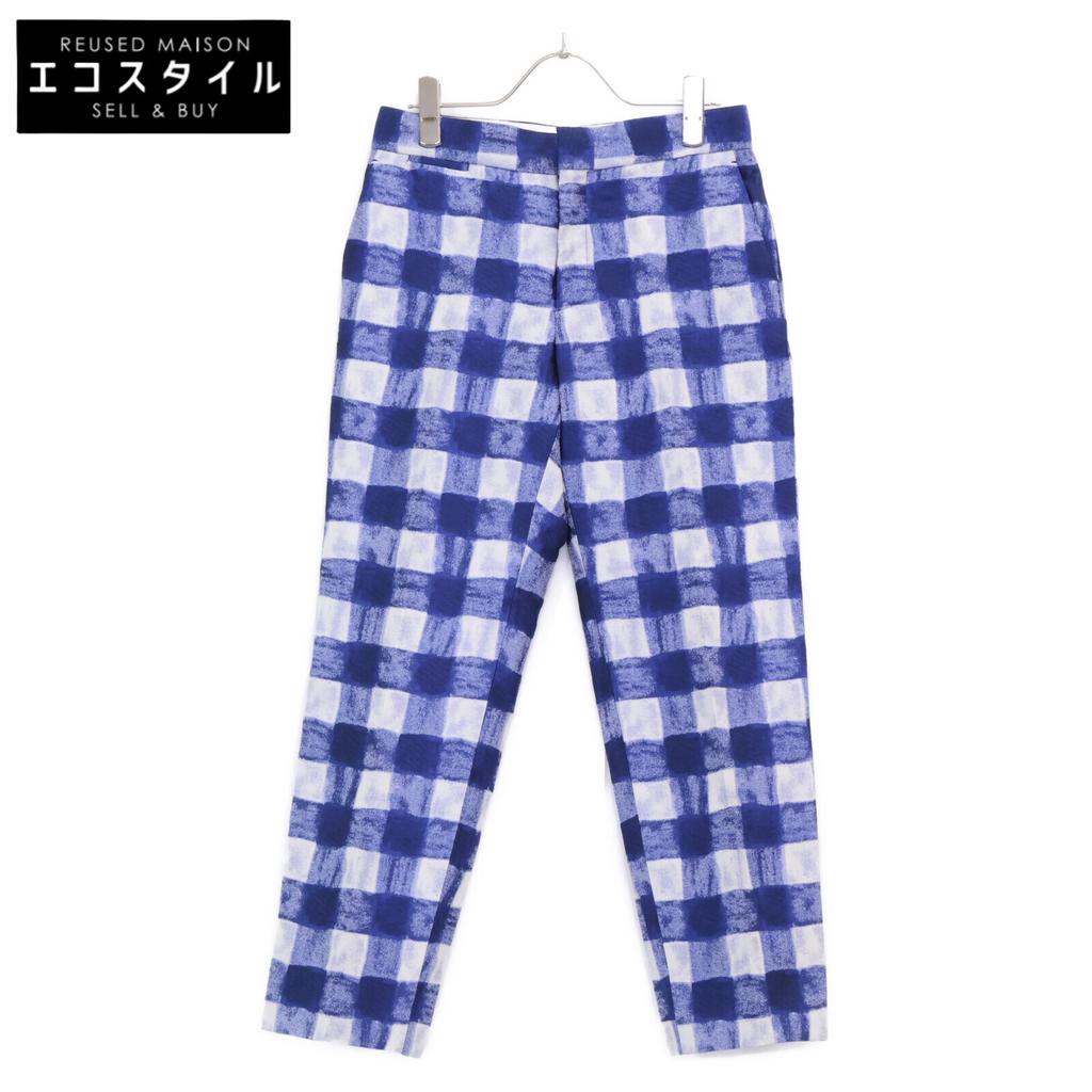 DRAWER 6514-236-1301 Blue Kasuri Check Jacquard Pants Bottoms 34 blueUsed