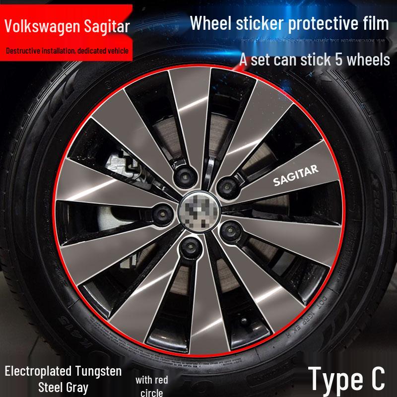 Volkswagen Sagitar Wheel Hub Stickers: Electroplating Color Change, Warning, Scratch Protection