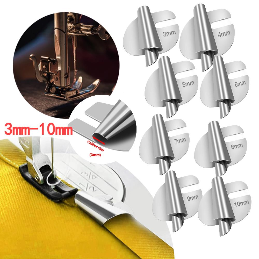 1/8pcs Stainless Steel Sewing Rolled Hemmer Foot 3mm-10mm Universal Sewing Hemming Puller Machine Presser Foot DIY Crafts Tool