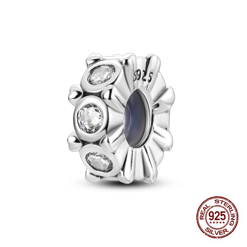Fashion 100% 925 Sterling Silver Colorful Zircon Stars Moon Separator Charms Bead Fit Original Bracelet Fine DIY Jewelry