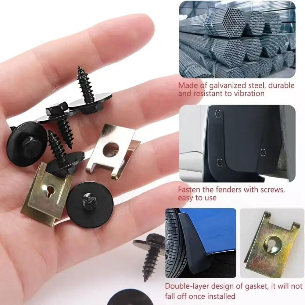 20/40/60Pcs with Screw Tapping Fastener Clip U-Type Nut/Screw Washers Durable Car Metal Screws