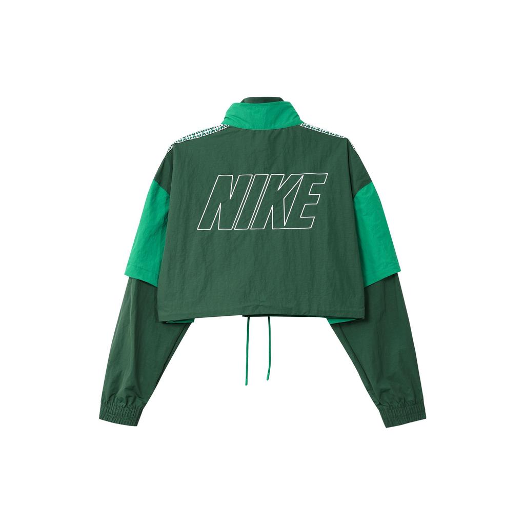 Nike Printed Spliced Half-Zip Stand Collar Sports Jacket Women Jacket Green FB8373-323