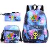 Rhythm Box Game Merchandise Student Bag Sprunki Cartoon Starry Sky Backpack Leisure Bag 3-piece Set D