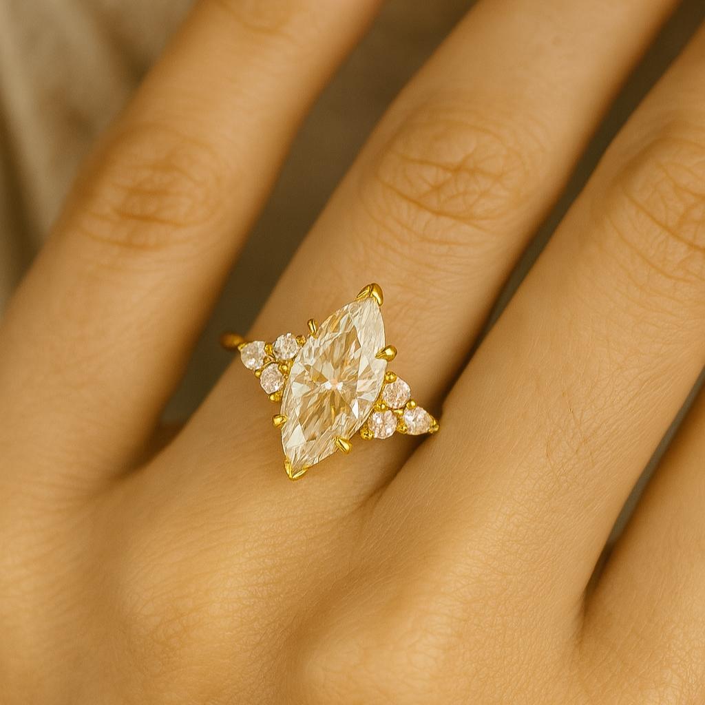 Помолвочное кольцо огранки «маркиза», серебряное ювелирное изделие с покрытием из желтого золота, женское юбилейное и обручальное кольцо