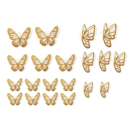 20 Pcs 2 Layers Wing Butterfly Wall Decor Self-Adhesive 3D Hollow Butterfly Stickers for Home Bedroom Cake Baby Shower Birthday Party Decoration