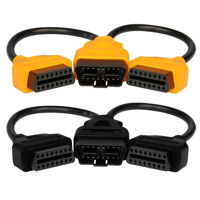 16 Pin OBD2 OBDII Splitter Extension Cable Male to Double Female Y Extender Cord Adapter 30cm/12inch