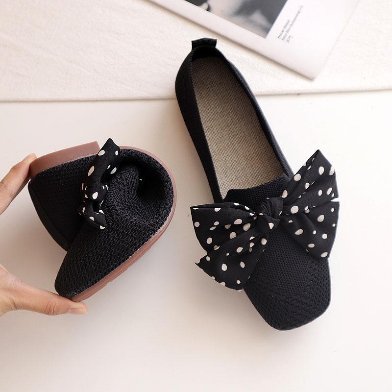 Fashion Women Flats Summer Breathable Mesh Shoe Fashion Butterfly Square Toe Single Shoes for Women Causal Walking Flats Slip-On Loafers
