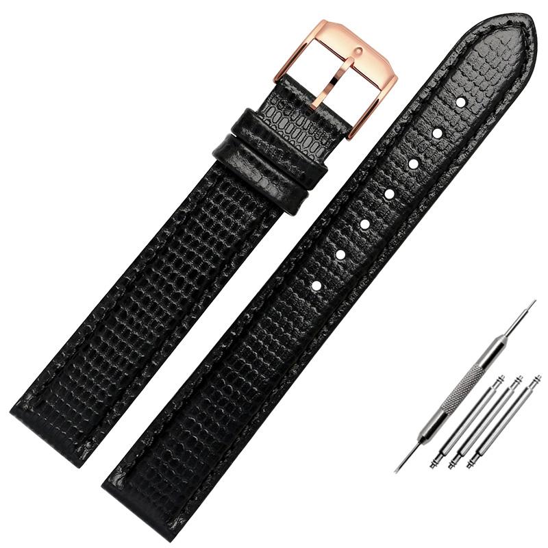 15mm 21mm Black lizard pattern genuine lea/ther watchband for Movado 0607194 606088 watch strap Simple stylish wristwatches band
