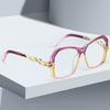 Anti Blue Light Glasses Oversized Frame Transparent Lenses Glasses Unique Metal Chain Modern High-end Women Computer Glasses