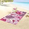 1PC Pink White Cowboy Hat & Cherry Print Beach Towel, Unisex Towel for Swimming Travel Camping Beach Pool Outdoor Use