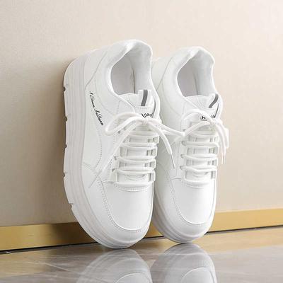 Кроссовки на толстой подошве 40 Женские Летние Белые Туфли-стилет Серебристый каблук Женские Спортивные Дизайнерские Высококлассные Спортивно-повседневные