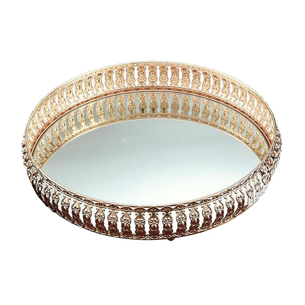 Большой декоративный поднос, Винтажный стеклянный поднос для украшений с зеркальным дном, Органайзер для туалетного столика, Домашнее украшение